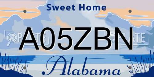 A05ZBN Alabama License Plate