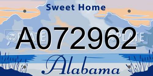 A072962 Alabama License Plate