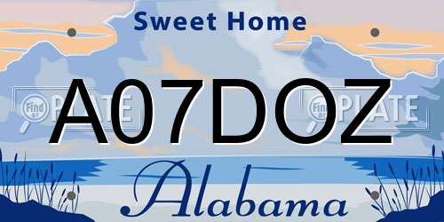 A07DOZ Alabama License Plate