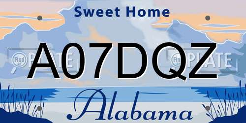 A07DQZ Alabama License Plate