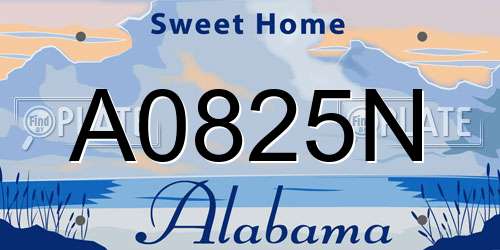 A0825N Alabama License Plate