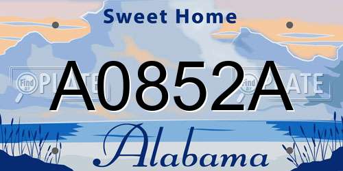 A0852A Alabama License Plate