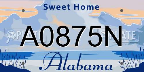 A0875N Alabama License Plate
