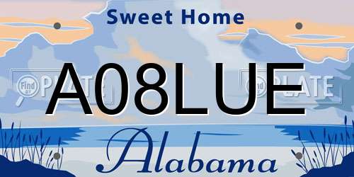 A08LUE Alabama License Plate