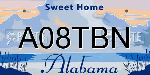 A08TBN Alabama License Plate
