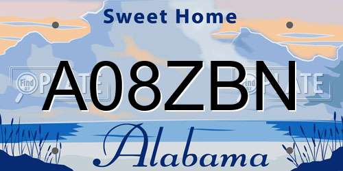 A08ZBN Alabama License Plate