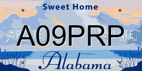 A09PRP Alabama License Plate
