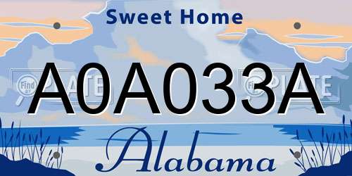 A0A033A Alabama License Plate