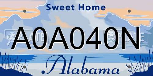 A0A040N Alabama License Plate