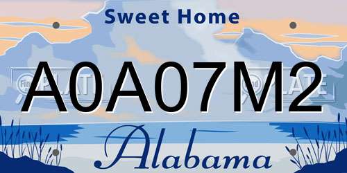 A0A07M2 Alabama License Plate