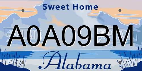 A0A09BM Alabama License Plate