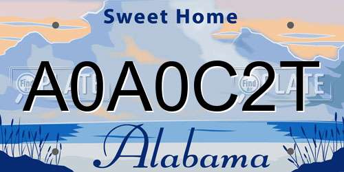 A0A0C2T Alabama License Plate