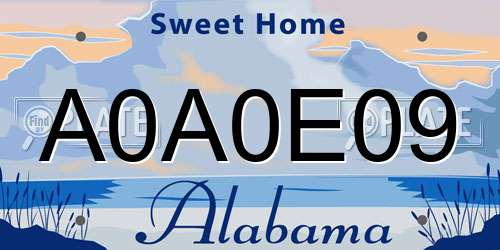 A0A0E09 Alabama License Plate