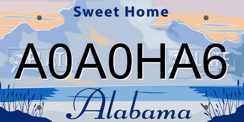 A0A0HA6 Alabama License Plate