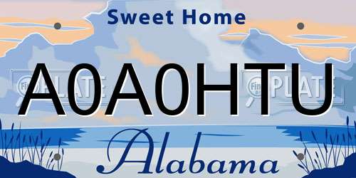 A0A0HTU Alabama License Plate