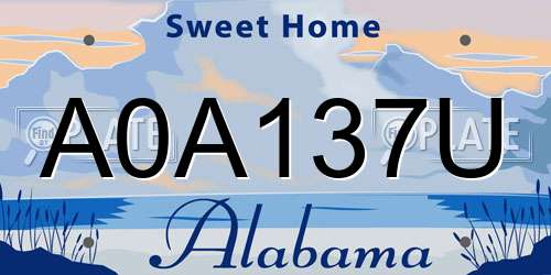 A0A137U Alabama License Plate