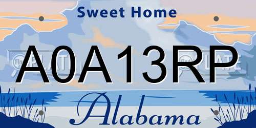 A0A13RP Alabama License Plate