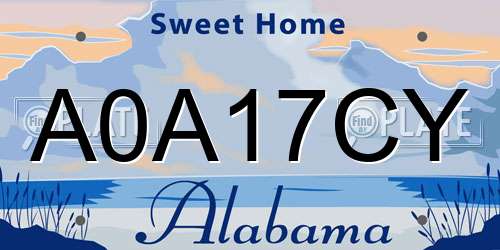A0A17CY Alabama License Plate