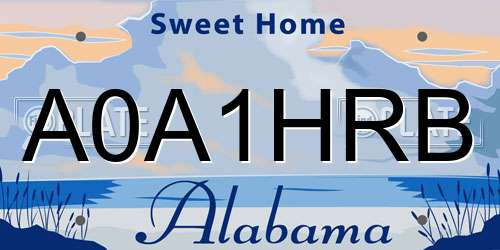 A0A1HRB Alabama License Plate