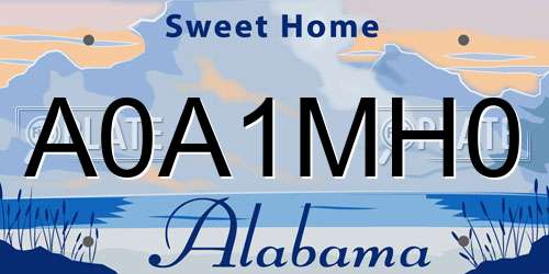 A0A1MH0 Alabama License Plate