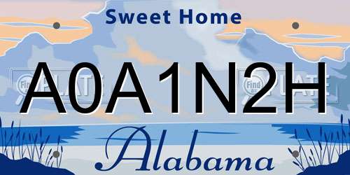 A0A1N2H Alabama License Plate