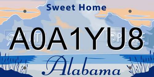 A0A1YU8 Alabama License Plate