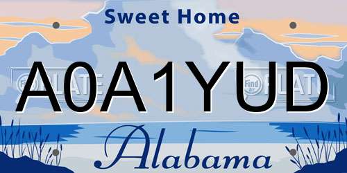 A0A1YUD Alabama License Plate