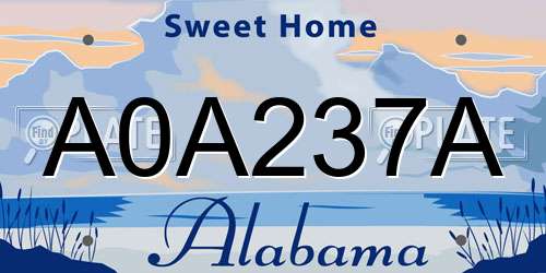 A0A237A Alabama License Plate