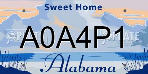 A0A4P1 Alabama License Plate
