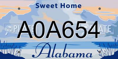 A0A654 Alabama License Plate