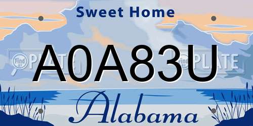 A0A83U Alabama License Plate