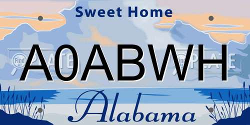 A0ABWH Alabama License Plate