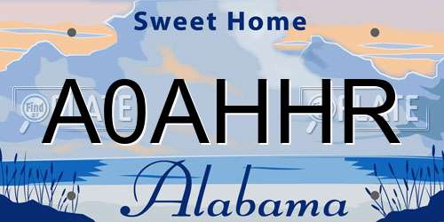 A0AHHR Alabama License Plate
