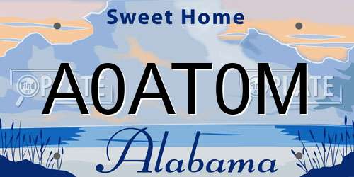 A0AT0M Alabama License Plate