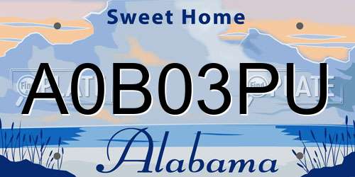 A0B03PU Alabama License Plate