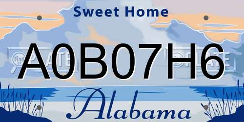 A0B07H6 Alabama License Plate