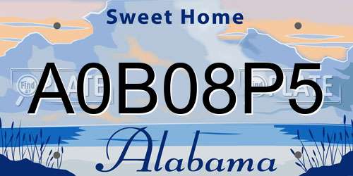A0B08P5 Alabama License Plate