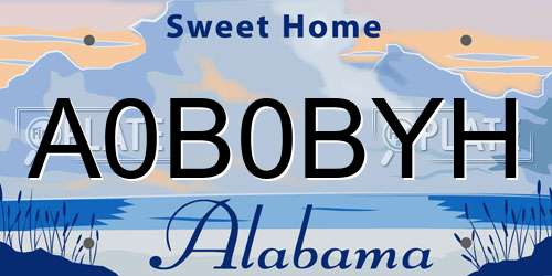 A0B0BYH Alabama License Plate