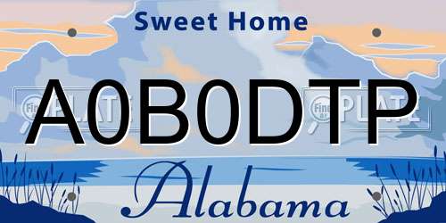 A0B0DTP Alabama License Plate