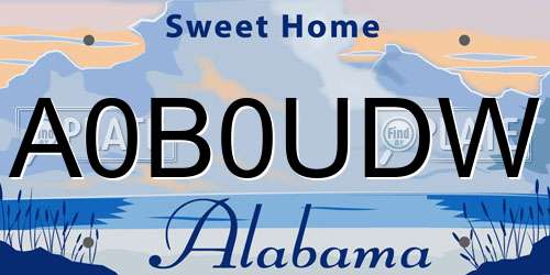 A0B0UDW Alabama License Plate