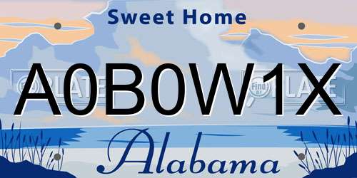 A0B0W1X Alabama License Plate