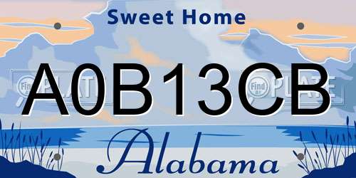 A0B13CB Alabama License Plate