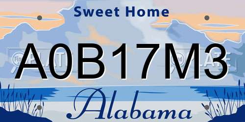 A0B17M3 Alabama License Plate