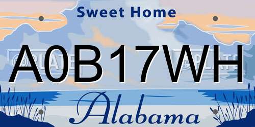 A0B17WH Alabama License Plate