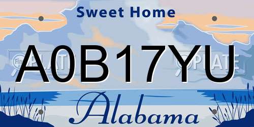 A0B17YU Alabama License Plate