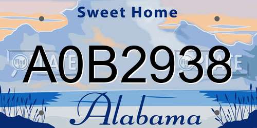 A0B2938 Alabama License Plate