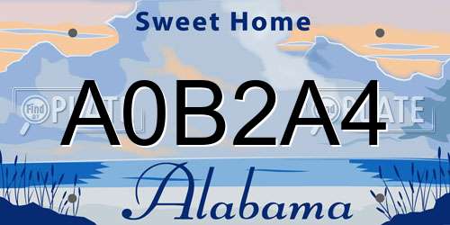 A0B2A4 Alabama License Plate