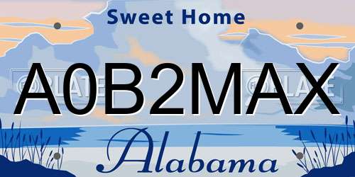A0B2MAX Alabama License Plate