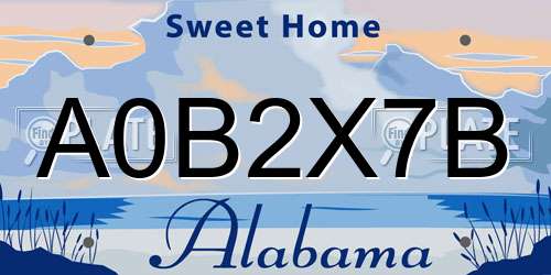 A0B2X7B Alabama License Plate