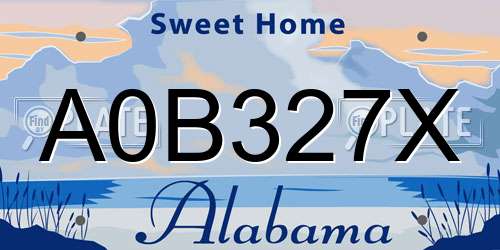 A0B327X Alabama License Plate